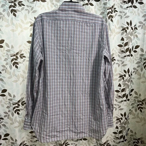 Kiton Shirt Mens 16 41 White Blue Button Up French Cuff Dress 100% Cotton Italy